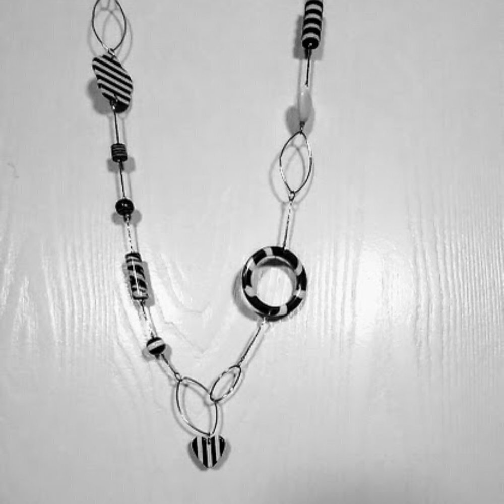 Beautiful Unique Long Beaded Necklace with Hearts